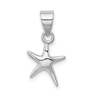 925 Sterling Silver Rhodium-platedStarfish Necklace Charm Pendant